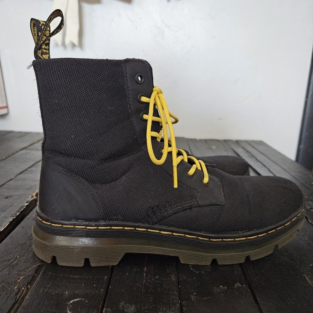 Dr. Martens Men's 11 Black Yellow High-Top Boots Chunky Sole Combat Work Utility
